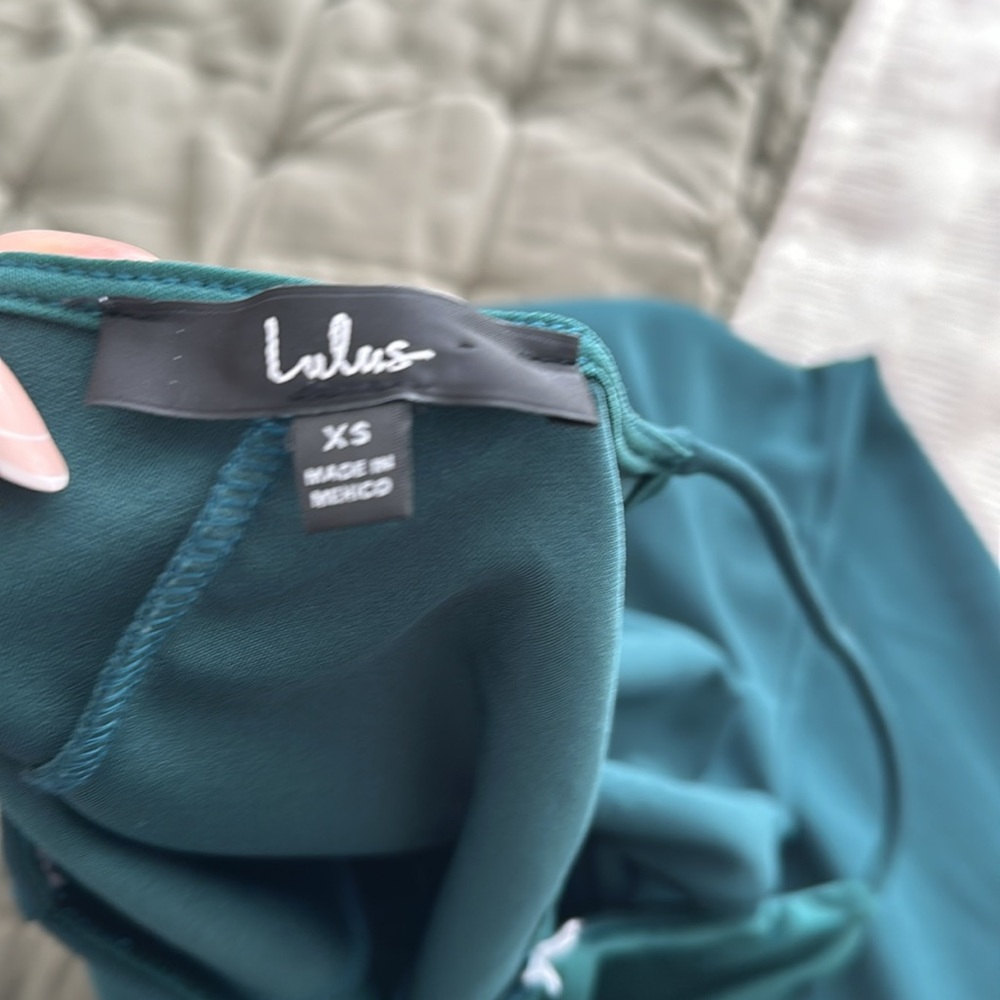 Lulu’s floor length high slit dress, teal - Picture 3 of 4